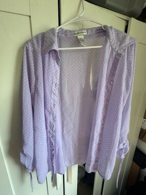 Drapers & Damons VTG Lavender Polka Dot Button-Up Blouse